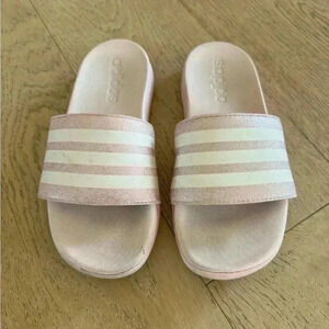 Adidas Girls Slide Sandal Pink Sparkle Size 1